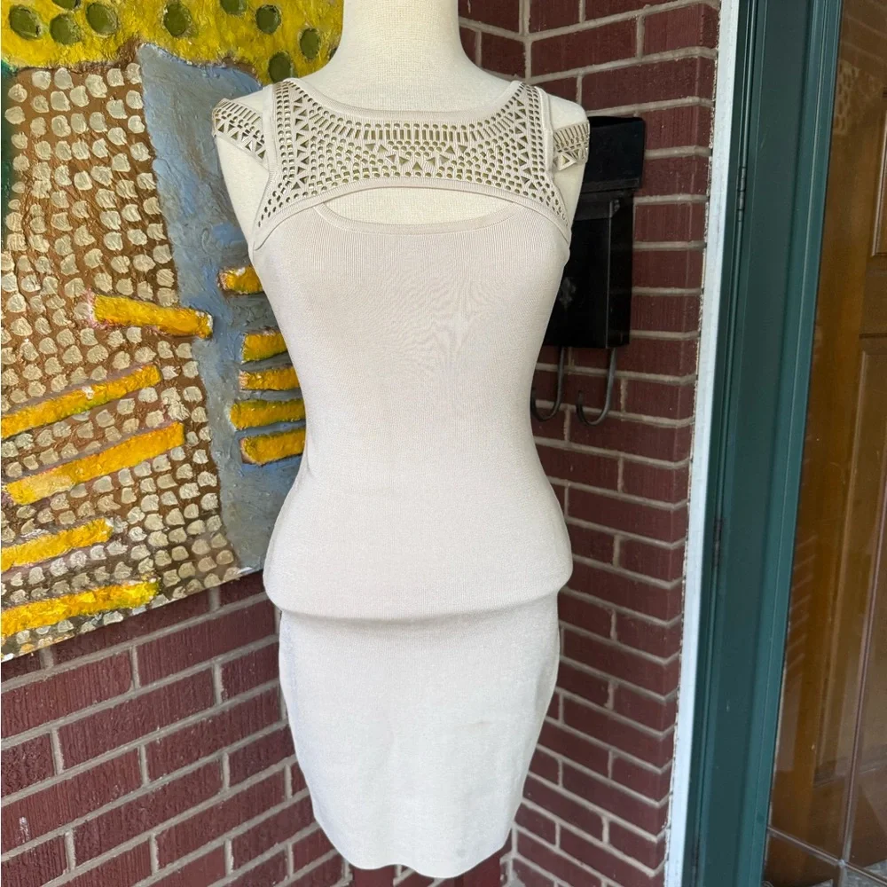 Bebe Cream Knit Bodycon Dress - Picture 10 of 11